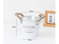 Osłonka metalowa z uszami ze sznurka jutowego 14x12x10 cm BIELONA