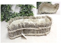 Osłonka wiklinowa pleciona z gałązek FALA z folią 38x15x10 cm - brązowa bielona