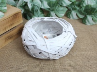Osłonka wiklinowa, rattanowa z plastikowymn wkładem GNIAZDO 20x7 cm - BIAŁA