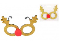 Ozdoba bożonarodzeniowa okulary RENIFER czerwony nos złote