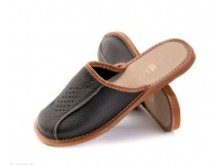 Pantofle, klapki, kapcie męskie skórzane 40-45 zakryte grafitowo-brązowe 58A02 - 1 para