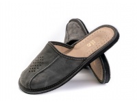 Pantofle, klapki, kapcie męskie skórzane 40-45 zakryte szare 58A03 - 1 para