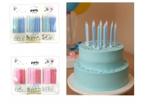PARTY Świeczki na tort (8 cm) 24 szt na blistrze 23,5x19 cm MIX KOLOR