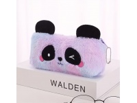 Piórnik szkolny uszy materiałowy tęczowy PANDA 20x12 cm