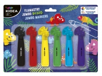 KIDEA Pisaki JUMBO z figurką DINOZAUR 6 kolorów 11 cm
