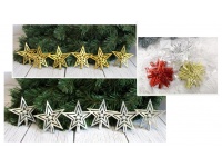 Gwiazda plastik na czubek choinki 10x10 cm mix kolor - kpl 6 szt