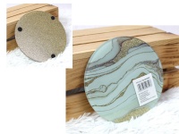 Podstawka szklana okrągła MARMUR 15 cm zielono-złota brokacona