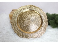 Podtalerz, patera dekoracyjna, plastikowa ZŁOTA efekt drewna 32 cm