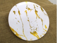 Podtalerz, patera dekoracyjna BIAŁA ze złotymi zdobieniami 26 cm