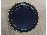 Podtalerz, patera dekoracyjna, plastikowa CZARNA z złotą obwódką 26 cm