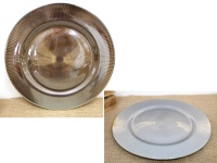 Podtalerz, patera szklana 3D z perłową powłoką 33 cm MIEDZIANA w pasy