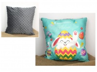 Poduszka 40x40 cm z tyłem minky KRÓLIK W PISANCE - bardzo miękka!