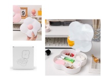 Pojemnik, organizer na kosmetyki z lusterkiem KWIATEK 16x15x4,5 cm BIAŁY