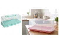 Pojemnik plastikowy zamykany na ciasto PROSTOKĄTNY 36x16,5x14,5 cm MIX KOLOR PASTEL