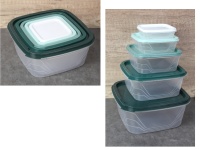 Pojemnik plastikowy, pudełko do przechowywania KWADRATOWE z kolorową z pokrywką - kpl 5 szt