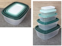 Pojemnik plastikowy, pudełko do przechowywania PROSTOKĄTNE z kolorową z pokrywką - kpl 5 szt