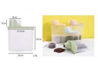 Pojemnik z pokrywką i miarką do przechowywania zielony PLASTIK 15x17x15 cm