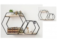 Półka, organizer metalowy z drewnianymi segmentami SZEŚCIAN 31x24x10 cm CZARNA