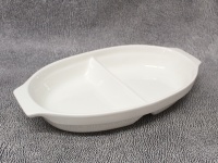 Półmisek ceramiczny dzielony na dwa 34x19x5 cm BIAŁY
