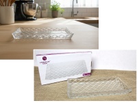 Półmisek szklany PROSTOKĄTNY z tłoczonym wzorem 28x14x2,5 cm