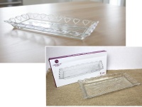 Półmisek szklany PROSTOKĄTNY z tłoczonym wzorem Serca 36x17x3,5 cm