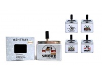 Popielniczka metalowa kwadratowa, wciskana, obrotowa 9x7 cm PALENIE mix wzorów