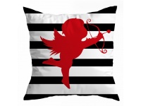 Poszewka na poduszkę AMOR 45x45 cm BIAŁO CZARNO CZERWONA