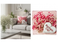 Poszewka na poduszkę KOCHAM CIĘ! różowa gipsówka 40x40 cm