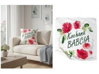 Poszewka na poduszkę KOCHANA BABCIA kwiaty 40x40 cm