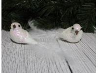 Ptaszki dekoracyjne BIAŁE na klipsie 16 cm - kpl 2 szt