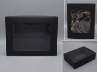 Pudełko, kartonik prezentowe składane CZARNE z okienkiem 17x13x5,5 cm