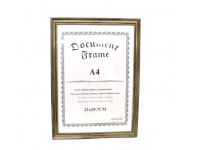 Ramka na zdjęcie EFEKT DREWNA szaro-brązowa złoty środek, na dyplom WISZĄCA A4 29,7x21 cm