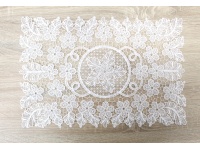 Serwetka gipiura prostokątna 40x30 cm biała KWIATY, LIŚCIE