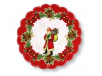 Serwetka świąteczna OKRĄGŁA 40 cm biało czerwona MIKOŁAJ