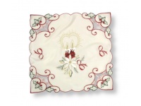 Serwetka świąteczna KREMOWA wyszywany wzór (Poinsecja, swie świece) 40x40 cm