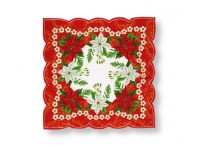 Serwetka świąteczna KWADRATOWA 30x30 cm czerwono biała POINSECJA