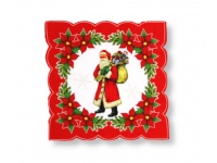 Serwetka świąteczna KWADRATOWA 30x30 cm czerwono biała MIKOŁAJ