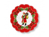 Serwetka świąteczna OKRĄGŁA 30 cm czerwono biała MIKOŁAJ