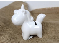 Skarbonka ceramiczna JEDNOROŻEC 12,5x12x5 cm BIAŁA