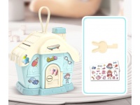 Skarbonka plastikowa DOMEK KRÓLICZKA z naklejkami 24x18x13 cm NIEBIESKI