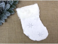 Skarpeta świąteczna BIAŁA W ŚNIEŻYNKI 35x20 cm