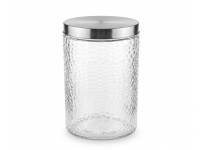 Słoik, słój szklany z SREBRNĄ nakrętką wytłaczany wzorek 1100 ml 16,5x11 cm