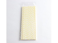 Słomki jednorazowe papierowe 19,7x0,6 cm 25 szt BIAŁE w ŻÓŁTE KROPKI