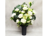 Stroik zalewany BIAŁO-LIMONKOWY róże, eustoma wazon (ok. 52x38x22 cm ) ok. 2,8 kg 