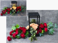 Stroik zalewany DUŻE RÓŻE zwis CZERWONY + JASNY RÓŻ + LATARNIA DUŻA solar (48x20x20 cm + ok. 105x75 cm) 4 kg 