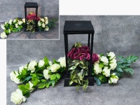 Stroik zalewany DUŻE RÓŻE zwis BIAŁY + BORDO + LATARNIA DUŻA solar (48x20x20 cm + ok. 105x75 cm) 4 kg 