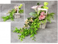 Stroik zalewany FIOLETOWA DATURA, ZIELONA EUSTOMA koszyk KORA (ok. 65x30x35 cm ) ok. 3,5 kg 