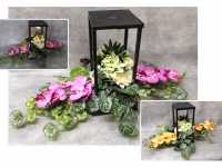 Stroik zalewany LATARNIA DUŻA SOLAR róża, lilia, dalia bluszcz MIX KOLOR (40x20x20 cm + 95 cm) ok. 3,9 kg