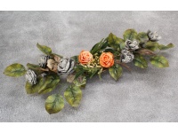 Stroik zalewany łódka KWIATY PIANKOWE duże liście (ok.105x35x20 cm) ok. 1,9 kg SZARY + BRZOSKWINIA