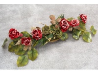 Stroik zalewany łódka KWIATY PIANKOWE duże liście (ok.105x35x20 cm) ok. 1,9 kg CZERWIEŃ + ZIELEŃ